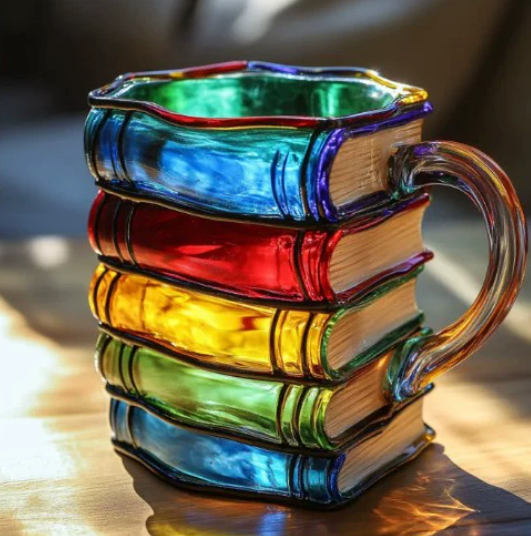 Handcrafted Colorful Book-Design Mug